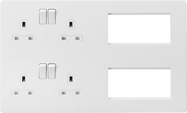 Knightsbridge MLA SFR298MW Screwless Combination Plate - Matt White - Knightsbridge MLA - Falcon Electrical UK