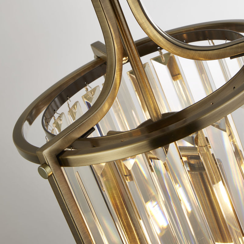 Searchlight 8092-2AB Victoria 2Lt Pendant - Antique Brass Metal & Clear Crystal - Searchlight - Falcon Electrical UK