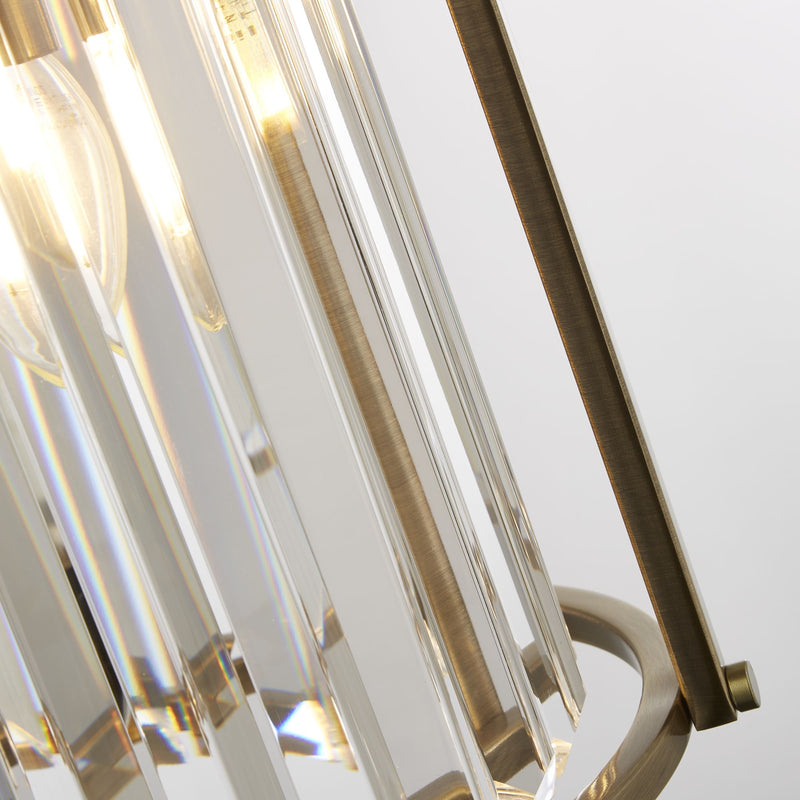 Searchlight 8092-2AB Victoria 2Lt Pendant - Antique Brass Metal & Clear Crystal - Searchlight - Falcon Electrical UK