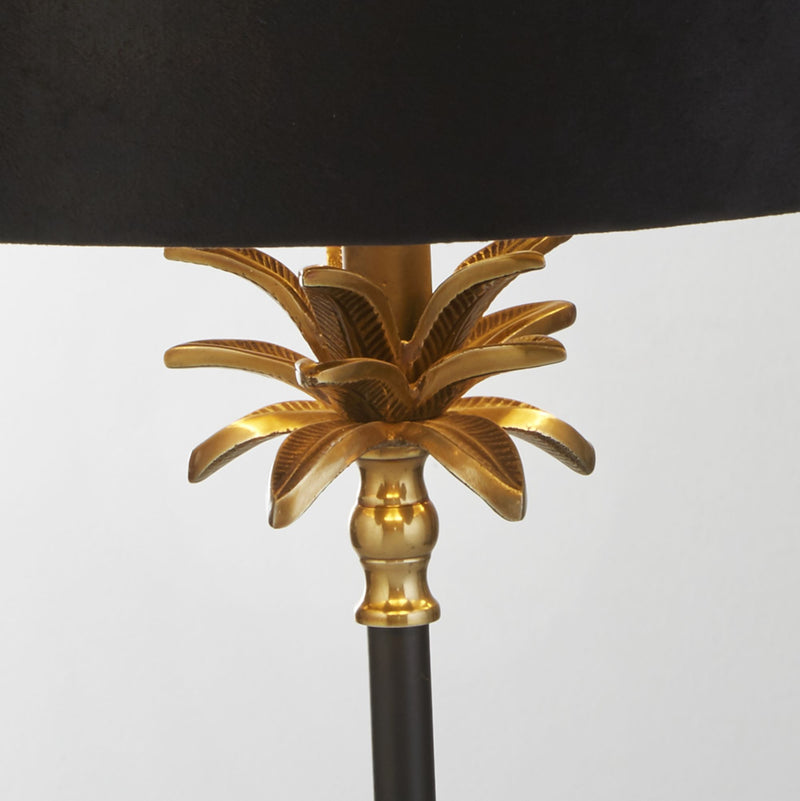 Searchlight 81211BK Palm Table Lamp - Black & Antique Brass Metal,Black Shade - Searchlight - Falcon Electrical UK