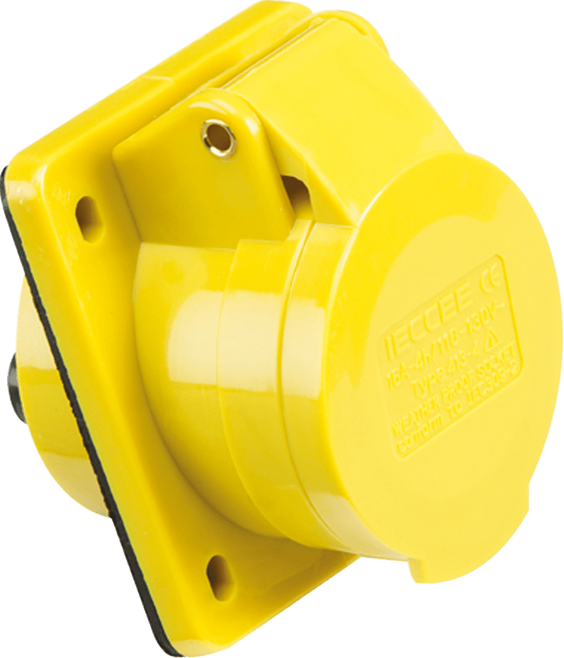 Knightsbridge MLA IN004 110V IP44 16A Angled Panel Mount Socket 2P+E - Knightsbridge MLA - Falcon Electrical UK