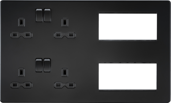 Knightsbridge MLA SFR298MBB Screwless Combination Plate - Matt Black - Knightsbridge MLA - Falcon Electrical UK