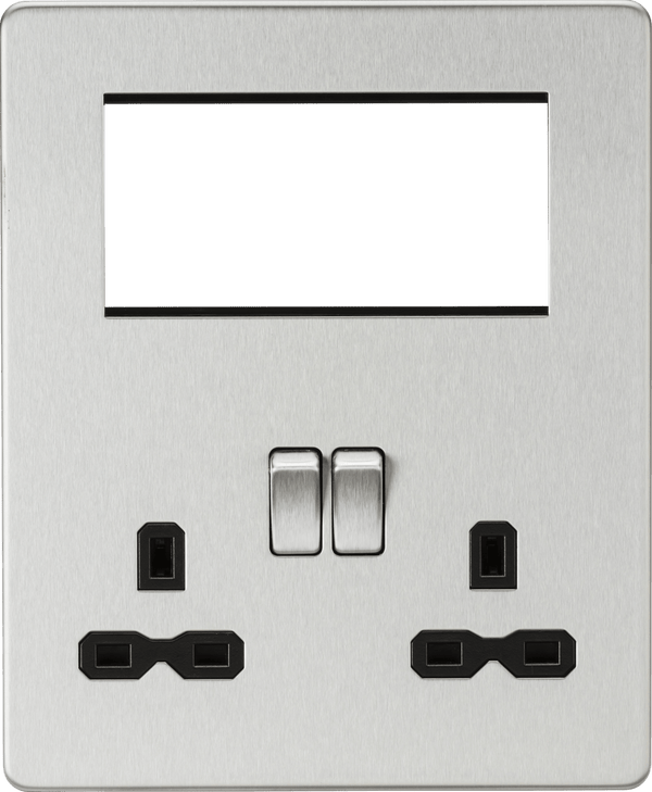 Knightsbridge MLA SFR194BC Screwless Small Multimedia Combination Plate - Brushed Chrome - Knightsbridge MLA - Falcon Electrical UK