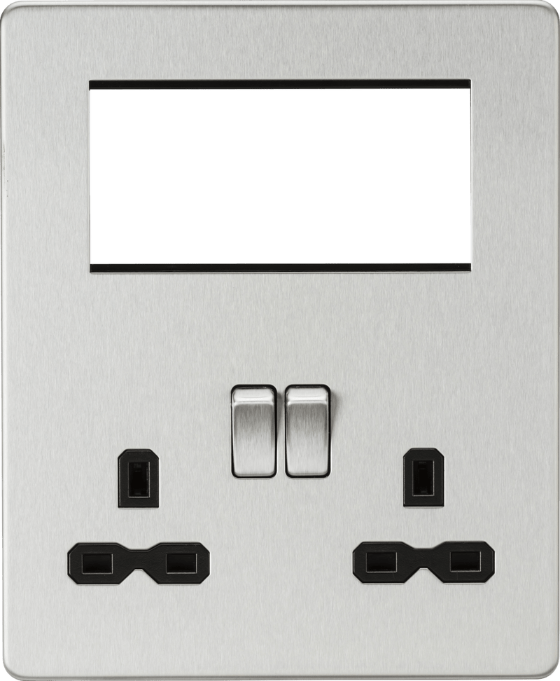 Knightsbridge MLA SFR194BC Screwless Small Multimedia Combination Plate - Brushed Chrome - Knightsbridge MLA - Falcon Electrical UK