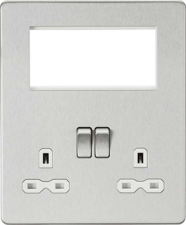 Knightsbridge MLA SFR194BCW Screwless Small Multimedia Combination Plate - Brushed Chrome - Knightsbridge MLA - Falcon Electrical UK