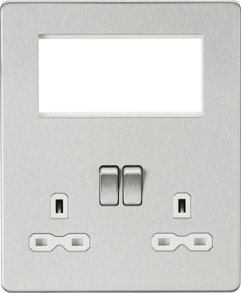 Knightsbridge MLA SFR194BCW Screwless Small Multimedia Combination Plate - Brushed Chrome - Knightsbridge MLA - Falcon Electrical UK