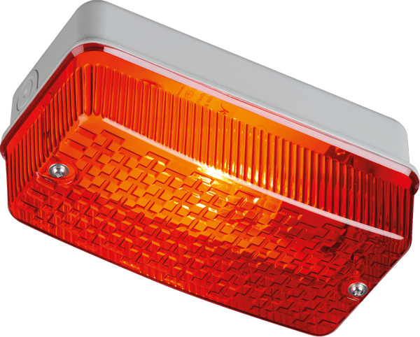 Knightsbridge MLA E27PR 230V IP65 100W max E27 Bulkhead with Red Prismatic Diffuser and Aluminium Base - Knightsbridge MLA - Falcon Electrical UK