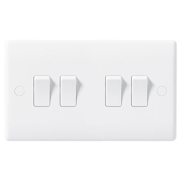 BG 844 White Nexus Moulded Quadruple Switch, 10AX 2 Way - BG - Falcon Electrical UK