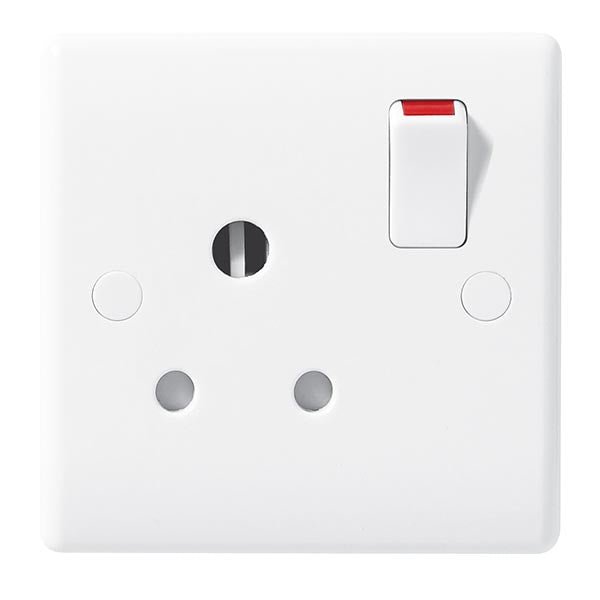 BG 899 Nexus White Moulded Single Switched 15A Power Socket (Round Pin) - BG - Falcon Electrical UK