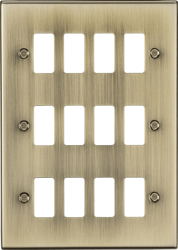 Knightsbridge MLA GDCS12AB 12G grid faceplate - antique brass - Knightsbridge MLA - Falcon Electrical UK