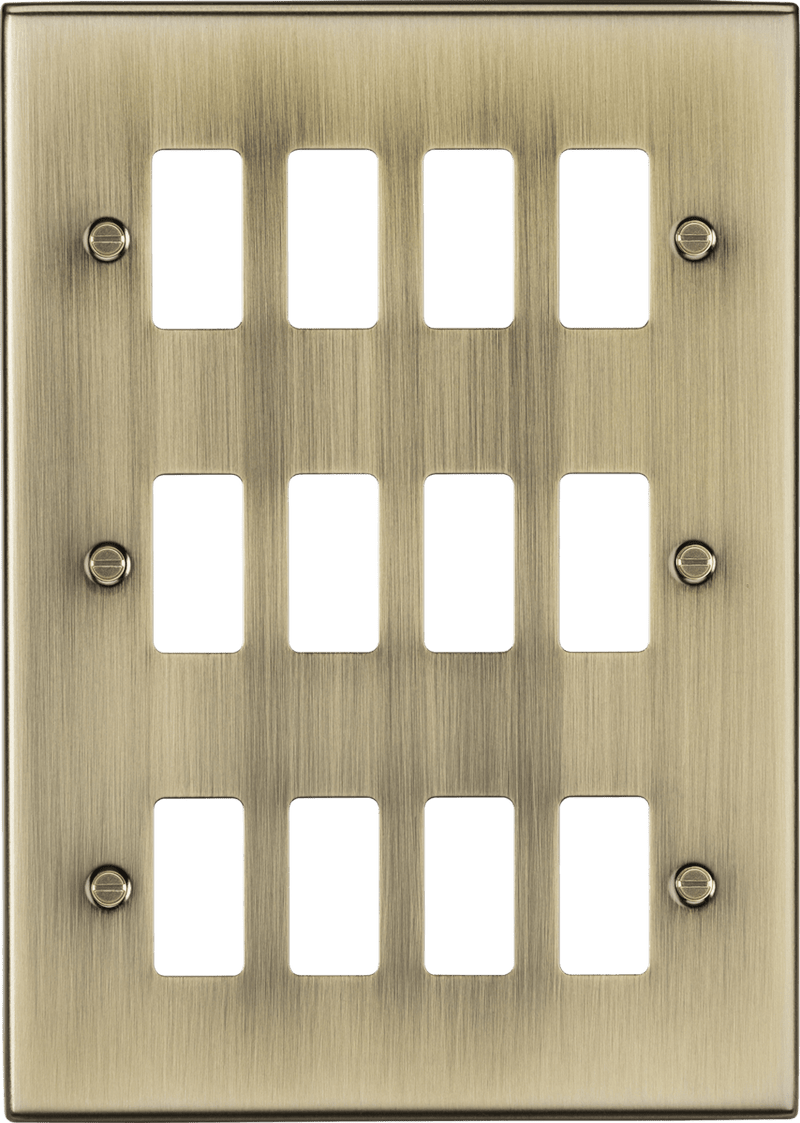 Knightsbridge MLA GDCS12AB 12G grid faceplate - antique brass - Knightsbridge MLA - Falcon Electrical UK