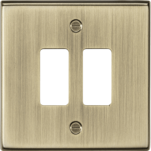 Knightsbridge MLA GDCS2AB 2G grid faceplate - antique brass - Knightsbridge MLA - Falcon Electrical UK