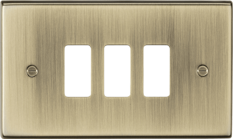 Knightsbridge MLA GDCS3AB 3G grid faceplate - antique brass - Knightsbridge MLA - Falcon Electrical UK