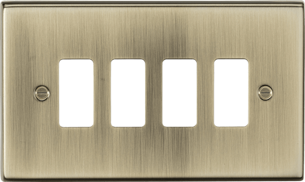 Knightsbridge MLA GDCS4AB 4G grid faceplate - antique brass - Knightsbridge MLA - Falcon Electrical UK