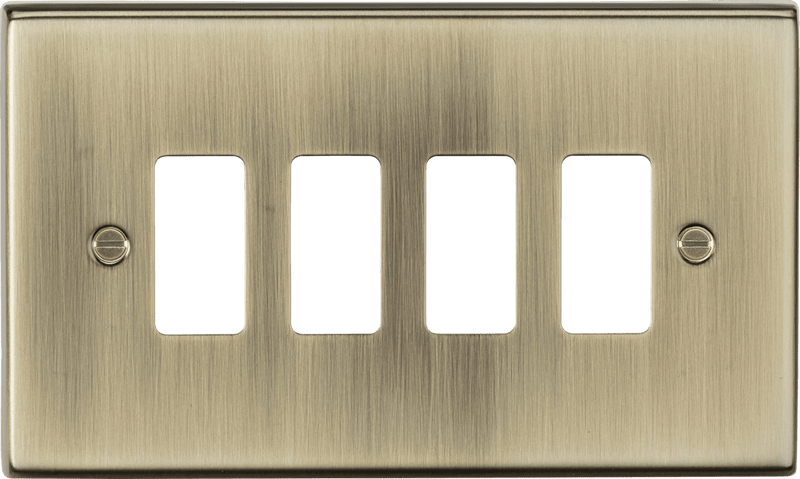 Knightsbridge MLA GDCS4AB 4G grid faceplate - antique brass - Knightsbridge MLA - Falcon Electrical UK