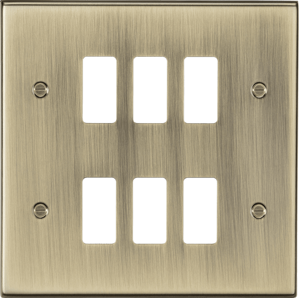 Knightsbridge MLA GDCS6AB 6G grid faceplate - antique brass - Knightsbridge MLA - Falcon Electrical UK