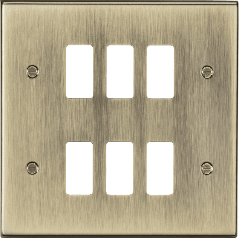 Knightsbridge MLA GDCS6AB 6G grid faceplate - antique brass - Knightsbridge MLA - Falcon Electrical UK