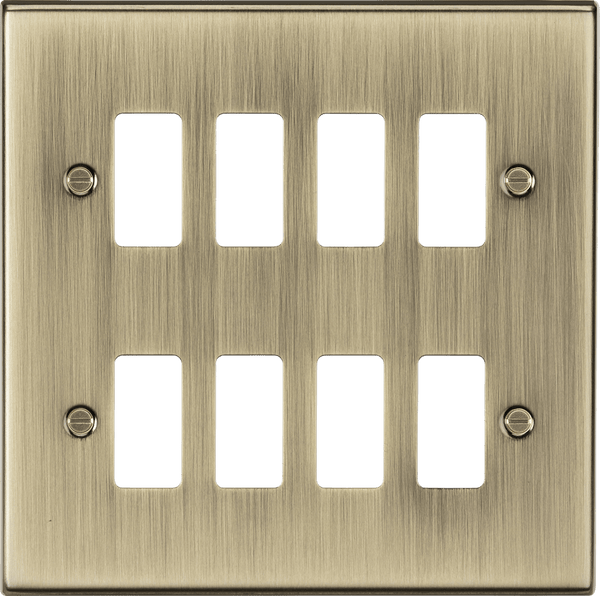 Knightsbridge MLA GDCS8AB 8G grid faceplate - antique brass - Knightsbridge MLA - Falcon Electrical UK