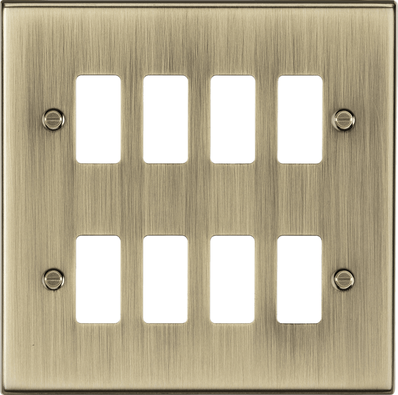 Knightsbridge MLA GDCS8AB 8G grid faceplate - antique brass - Knightsbridge MLA - Falcon Electrical UK