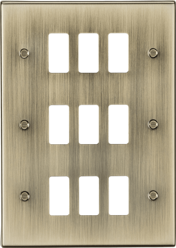 Knightsbridge MLA GDCS9AB 9G grid faceplate - antique brass - Knightsbridge MLA - Falcon Electrical UK