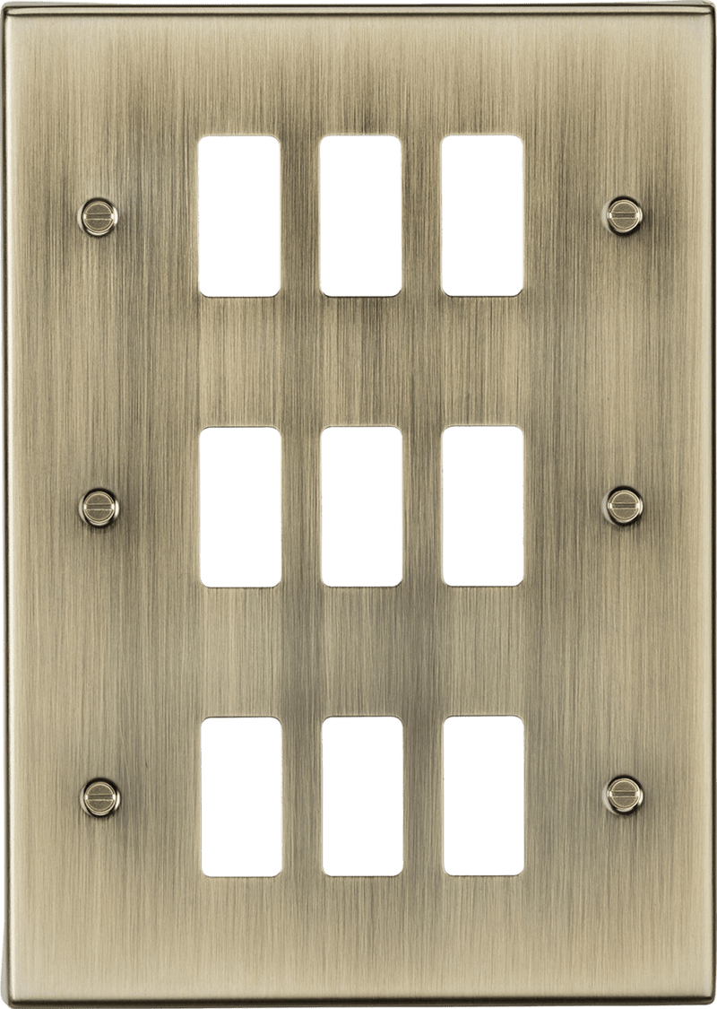 Knightsbridge MLA GDCS9AB 9G grid faceplate - antique brass - Knightsbridge MLA - Falcon Electrical UK