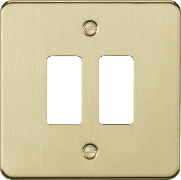 Knightsbridge MLA GDFP002BB 2G grid faceplate - brushed brass - Knightsbridge MLA - Falcon Electrical UK