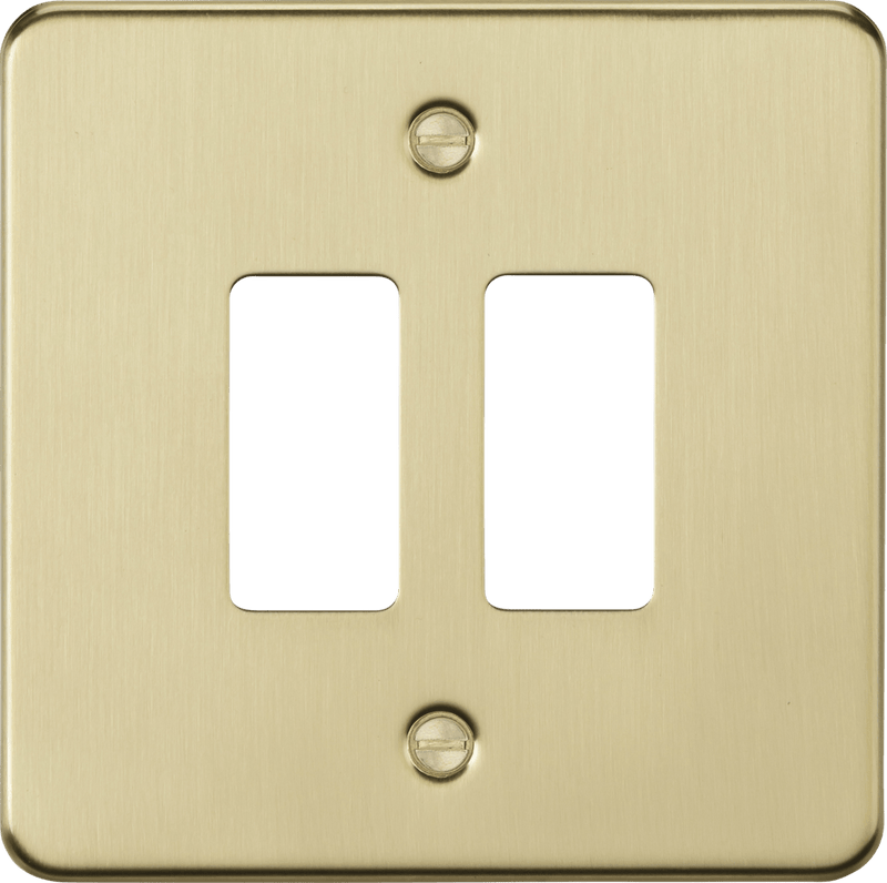 Knightsbridge MLA GDFP002BB 2G grid faceplate - brushed brass - Knightsbridge MLA - Falcon Electrical UK