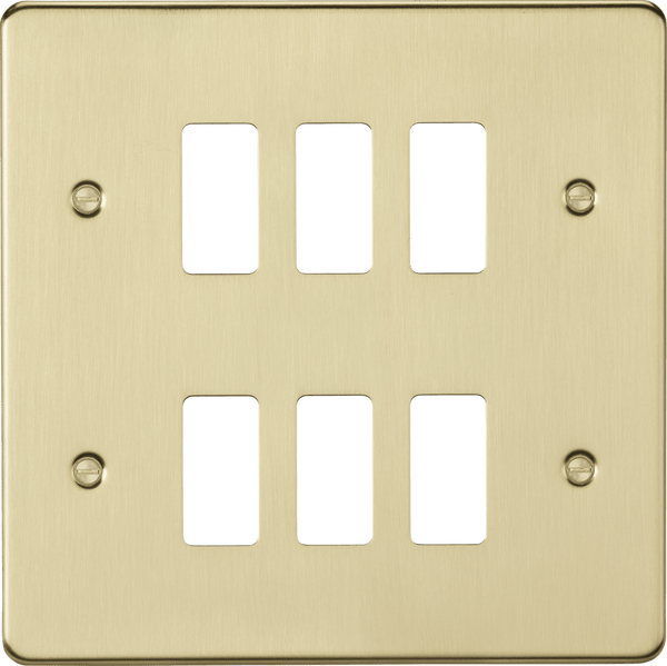 Knightsbridge MLA GDFP006BB 6G grid faceplate - brushed brass - Knightsbridge MLA - Falcon Electrical UK