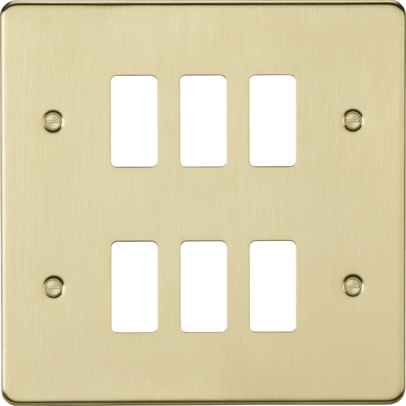 Knightsbridge MLA GDFP006BB 6G grid faceplate - brushed brass - Knightsbridge MLA - Falcon Electrical UK