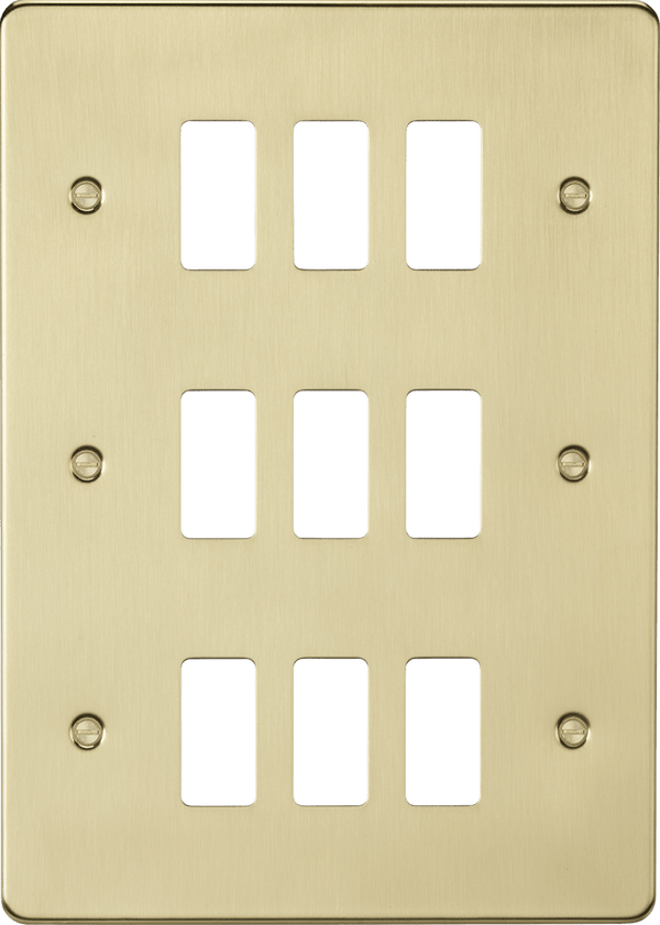 Knightsbridge MLA GDFP009BB 9G grid faceplate - brushed brass - Knightsbridge MLA - Falcon Electrical UK