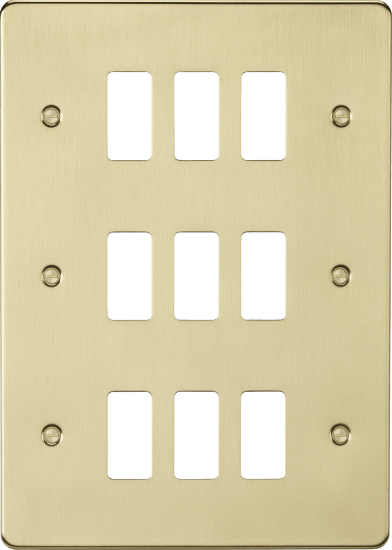 Knightsbridge MLA GDFP009BB 9G grid faceplate - brushed brass - Knightsbridge MLA - Falcon Electrical UK