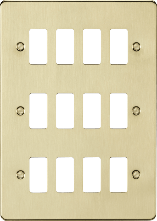 Knightsbridge MLA GDFP012BB 12G grid faceplate - brushed brass - Knightsbridge MLA - Falcon Electrical UK