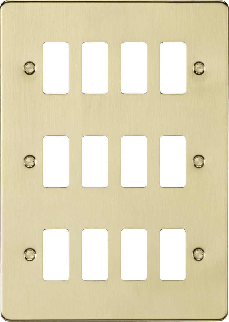 Knightsbridge MLA GDFP012BB 12G grid faceplate - brushed brass - Knightsbridge MLA - Falcon Electrical UK