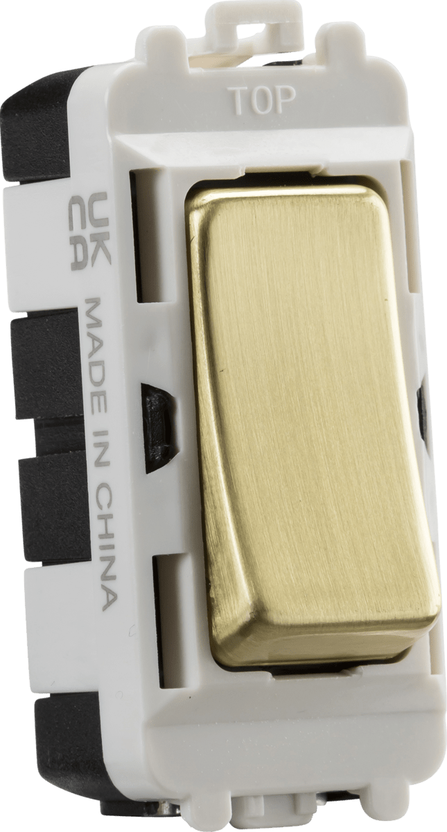 Knightsbridge MLA GDM001BB 20AX 2 way SP grid module - brushed brass - Knightsbridge MLA - Falcon Electrical UK