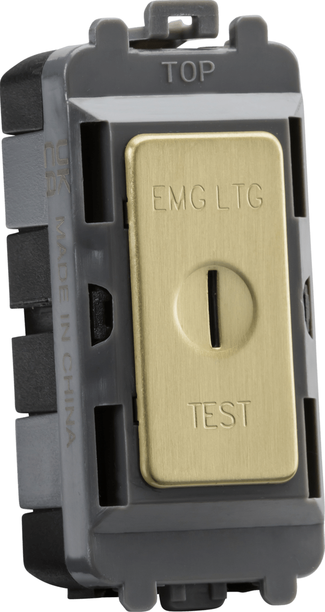 Knightsbridge MLA GDM008BB 20AX DP key module (marked EMG LTG TEST) - brushed brass - Knightsbridge MLA - Falcon Electrical UK