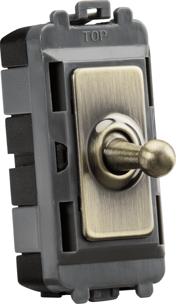 Knightsbridge MLA GDM01TOGAB 20AX 1G 2-way SP Grid Toggle Switch - antique brass - Knightsbridge MLA - Falcon Electrical UK