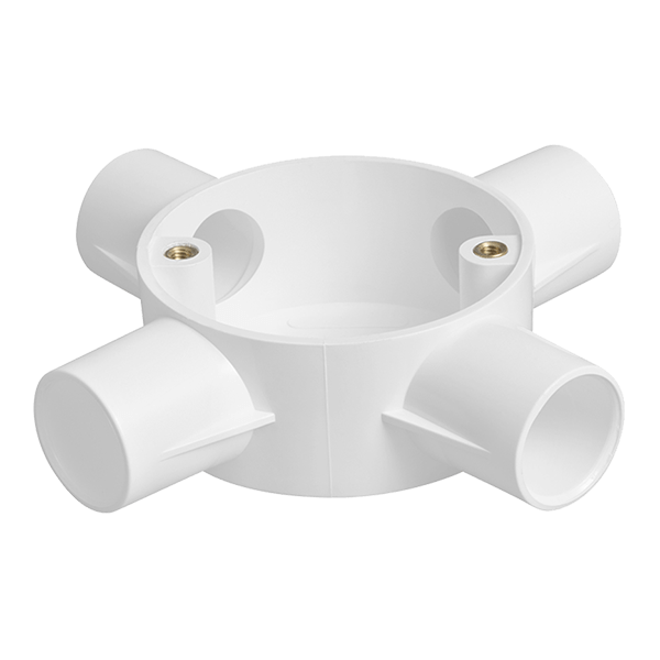 4-Way Round Intersection Terminal Box for 25mm Conduit - CJB254WTWH - Mixed Supply - Falcon Electrical UK