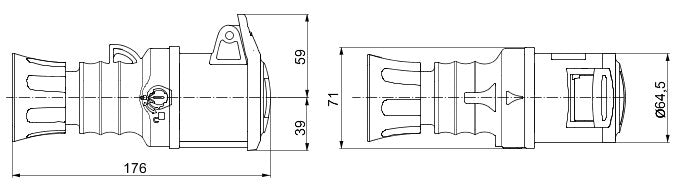 Gewiss GW62015H 2P+E 32A 200-250V, 6H Straight Connector - Gewiss - Falcon Electrical UK