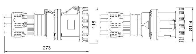 Gewiss GW63048H 63A, 2P+E Straight Connector HP w- Mantle Terminal 6H Outlet 200-250V - Gewiss - Falcon Electrical UK