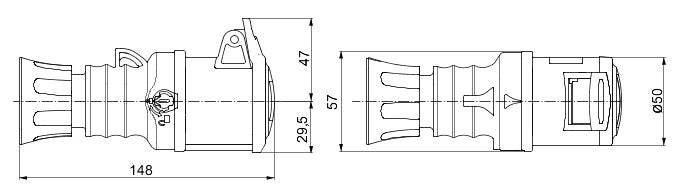 Gewiss GW62001H 2P+E 16A 100-130V, 4H Straight Connector - Gewiss - Falcon Electrical UK