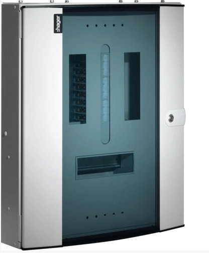 Hager JK106BG 125A 6 Way TPN Board w- Glazed Door - Hager - Falcon Electrical UK