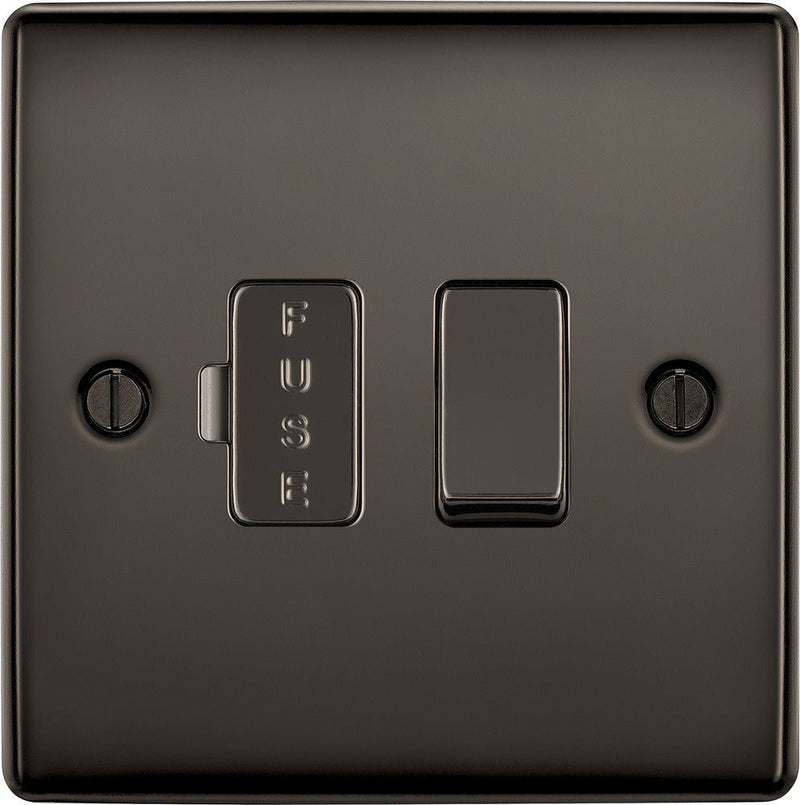BG NBN50 Nexus Metal Black Nickel Switched 13A Fused Connection Unit - BG - Falcon Electrical UK