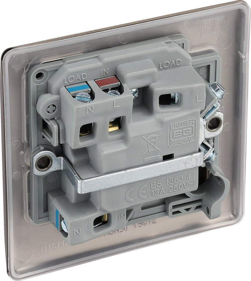 BG NBN50 Nexus Metal Black Nickel Switched 13A Fused Connection Unit - BG - Falcon Electrical UK