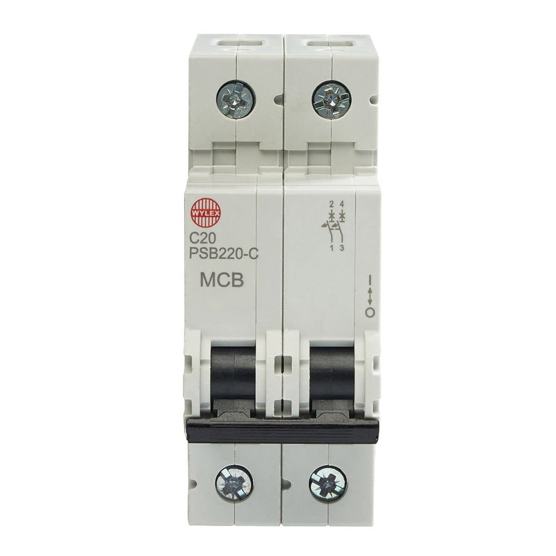 Wylex Legacy PSB220-C 20A, C-Type Double Pole MCB - Wylex - Falcon Electrical UK