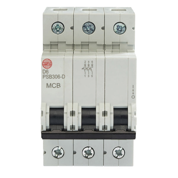 Wylex Legacy PSB306-D 6A, D-Type Triple Pole MCB - Wylex - Falcon Electrical UK