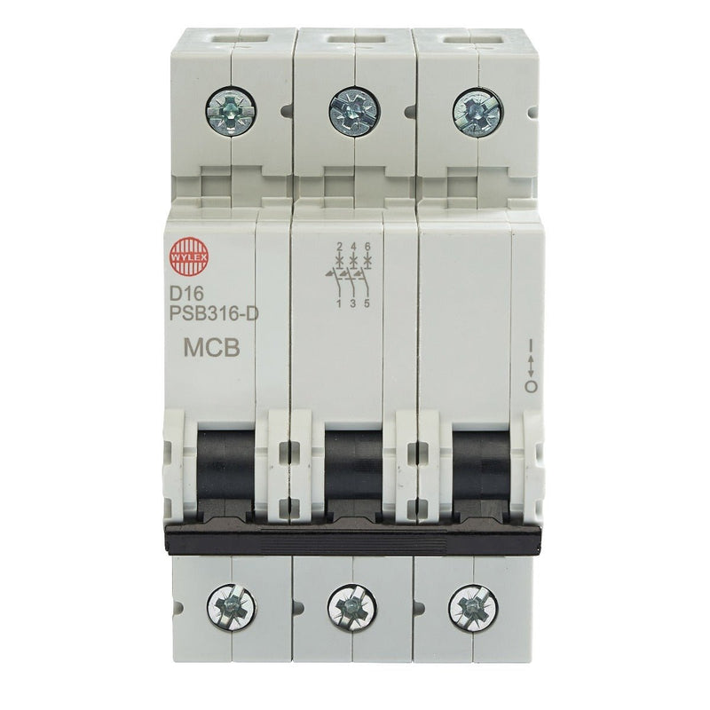 Wylex Legacy PSB316-D 16A, D-Type Triple Pole MCB - Wylex - Falcon Electrical UK