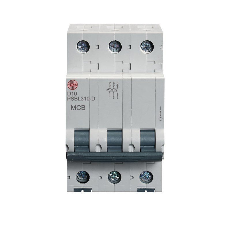 Wylex PSBL310-D 10A, D-Type Triple Pole MCB - Wylex - Falcon Electrical UK