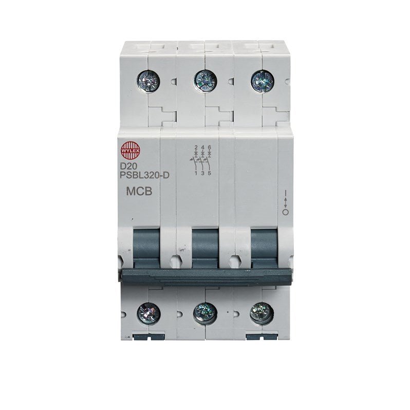 Wylex PSBL320-D 20A, D-Type Triple Pole MCB - Wylex - Falcon Electrical UK