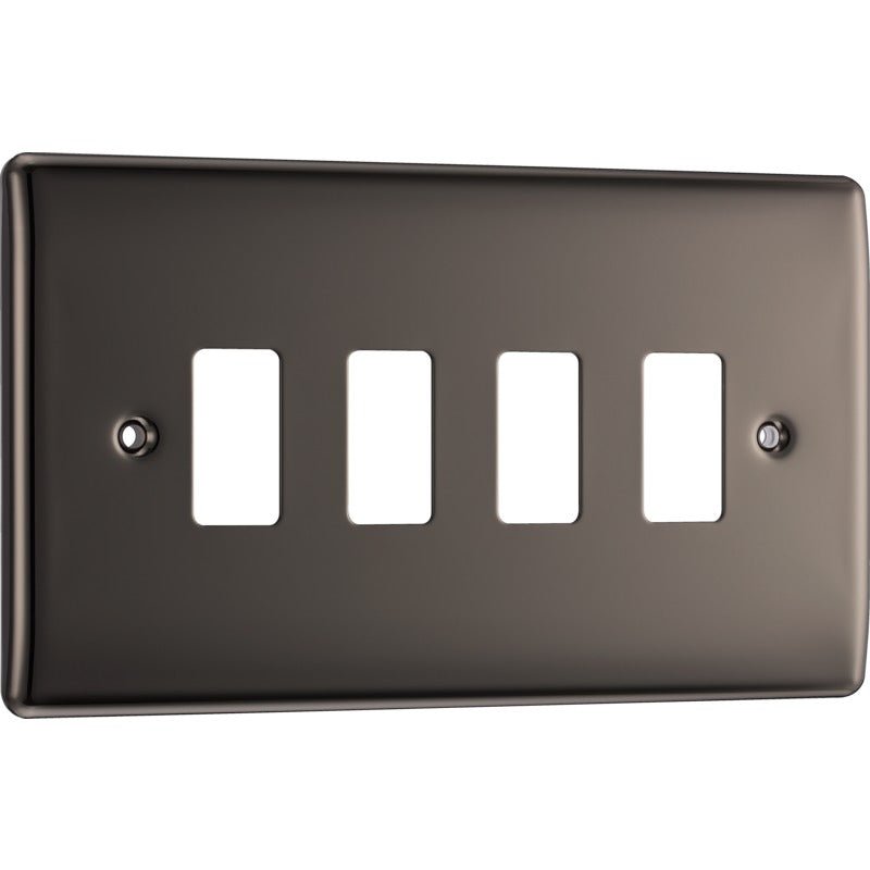 BG RNBN4 Nexus Black Nickel 4-Module Front Plate - BG - Falcon Electrical UK